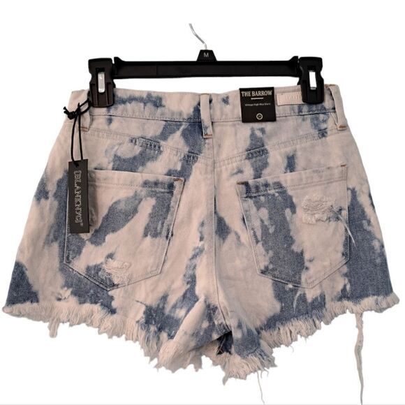 BlankNYC The Barrow Acid Wash Destroyed Vintage High Rise Short Blue/White Sz 26 - Picture 6 of 13